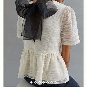 Anthropologie Sundays in Brooklyn Sheer Bow-Back Blouse